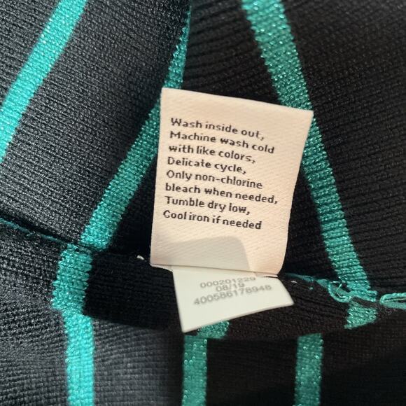 Nine West -Black w/Turquoise Shimmer Stripes & Flutter Short Sleeve Top - Large - Picture 7 of 7